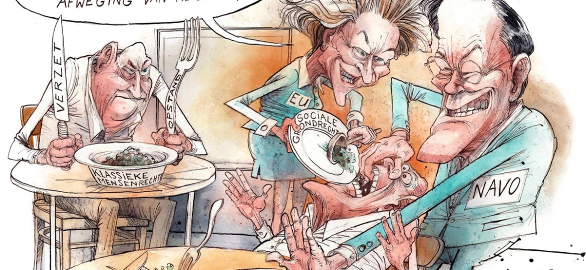 142 De van mensenrechten beroofde geest van de burger is uit de fles